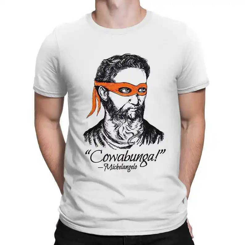 

Camiseta divertida de Ninja Michelangelo Cowabunga, tallas para hombre y mujer