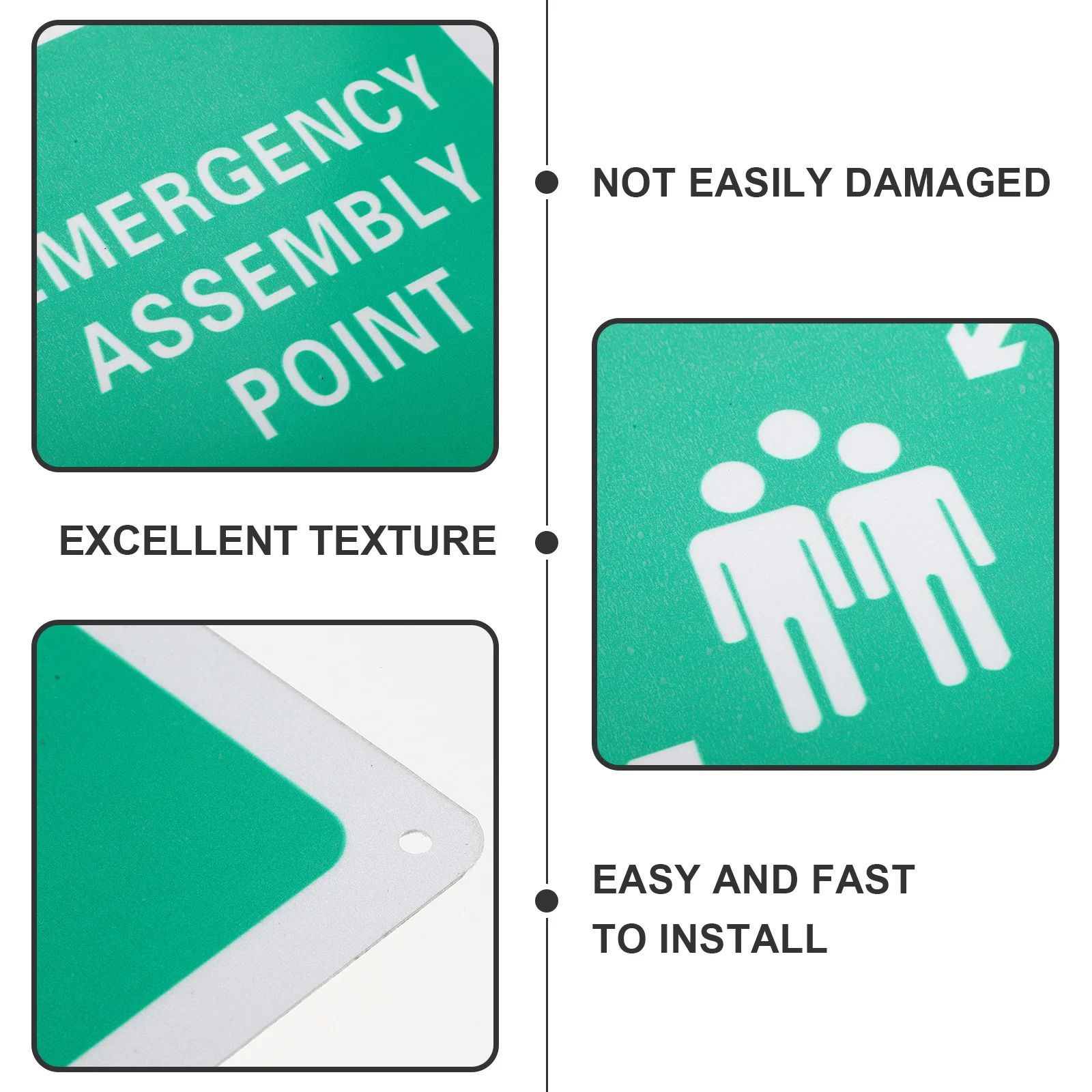 Emergency Assembly Point Sign Fire Fighting Aluminum Safety Sign For Factory School Mall Weather-Resistant Warning Indicator