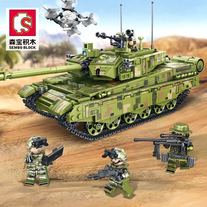 

1144PCS Sembo 99A Battle Military Tank Building Block Military Iron Blood Heavy Tank Bricks Assembly Toys Creative For Kid Gift