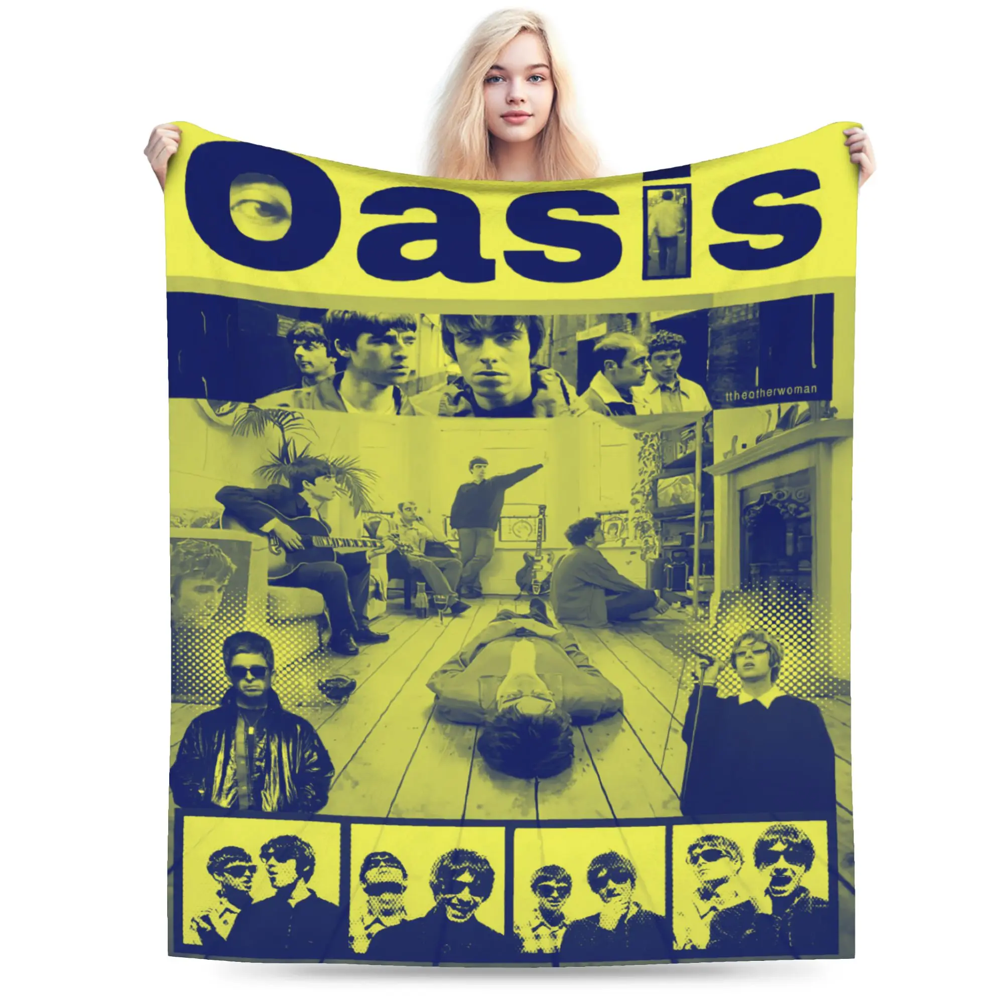 Super Soft Blanket Boy Girl Airplane Travel O-Oasis Rock Band Throw Blanket  Flannel Bedspread For Living Room Sofa Bed Cover
