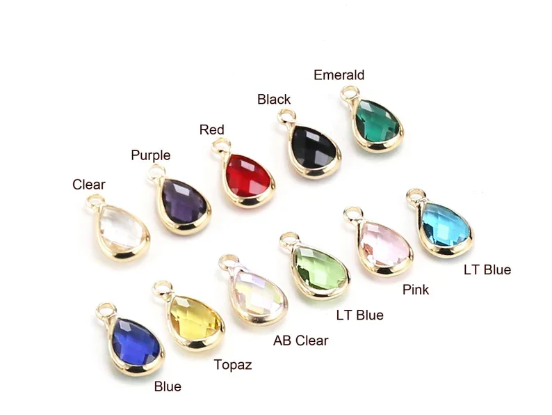 

6pcs Faceted Drop Earring Charm, Crystal Teardrop Pendant, 13.8x7.6mm, Necklace Findings, Gold Tone, Jewelry making - RP207