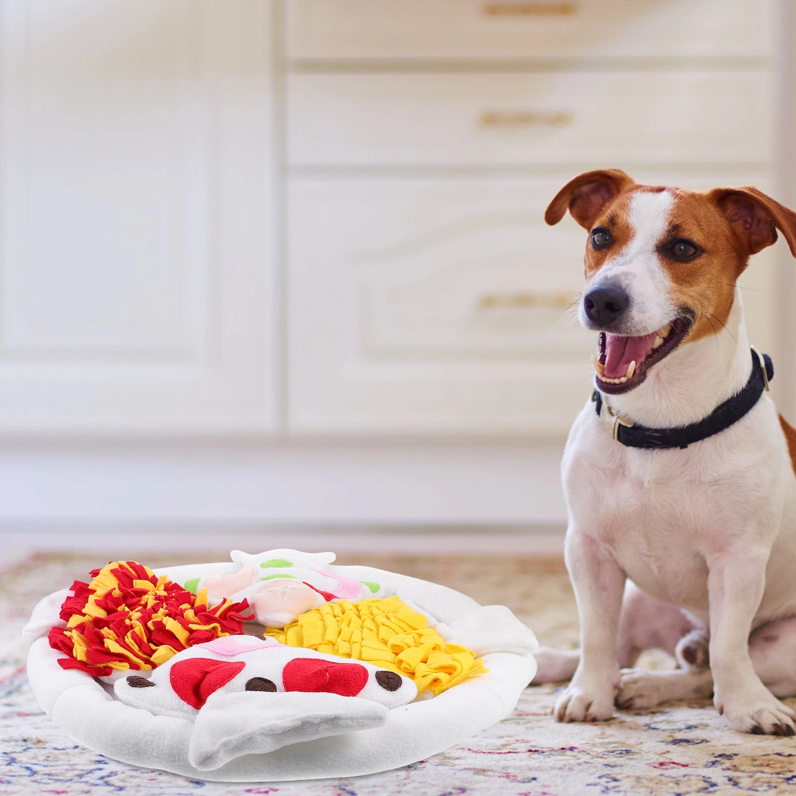 

Pizza Shaped Slow Food Pad Snuffle Mat Pet Training Mat Sniffing Toy Colorful Dog Food Feeder Pet Training Blanket