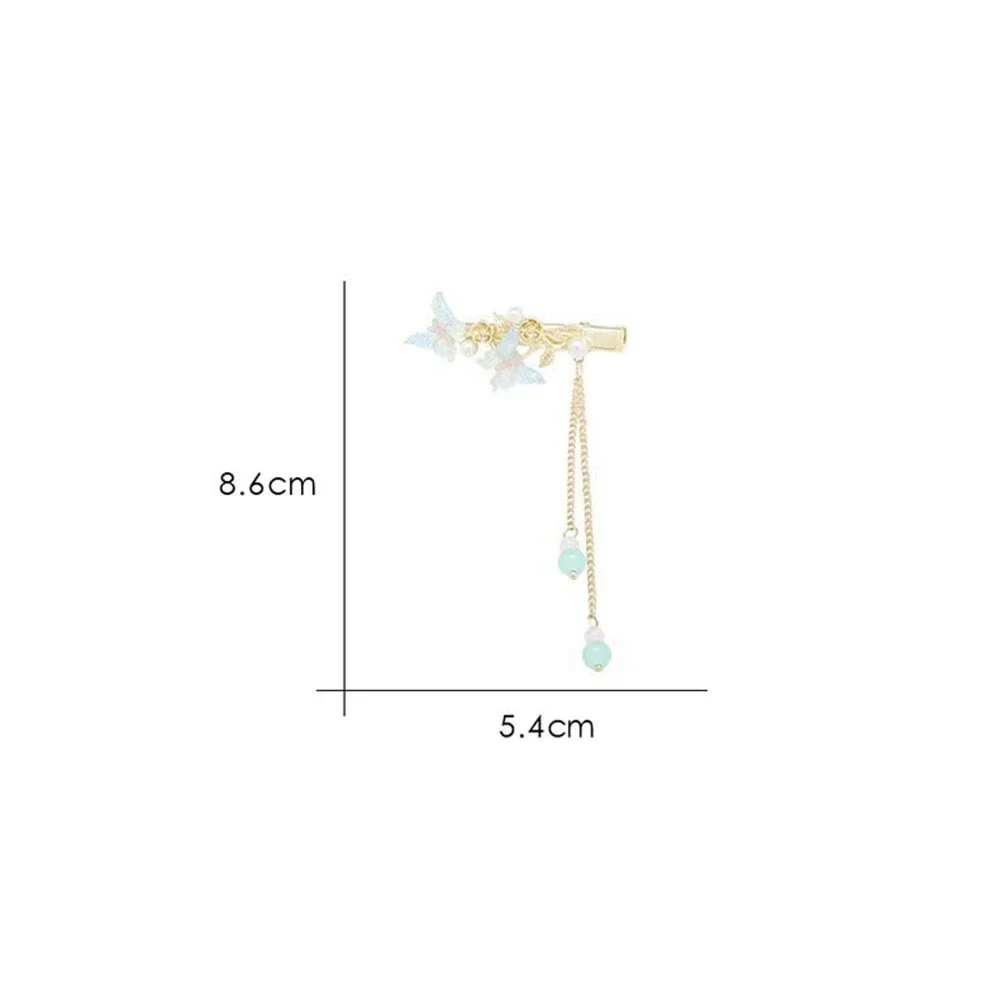 مشبك شعر أنيق على شكل فراشة، مخلب سرطان البحر على الجزء الخلفي من الرأس، دبوس شعر لؤلؤي، مشبك شرابة #5