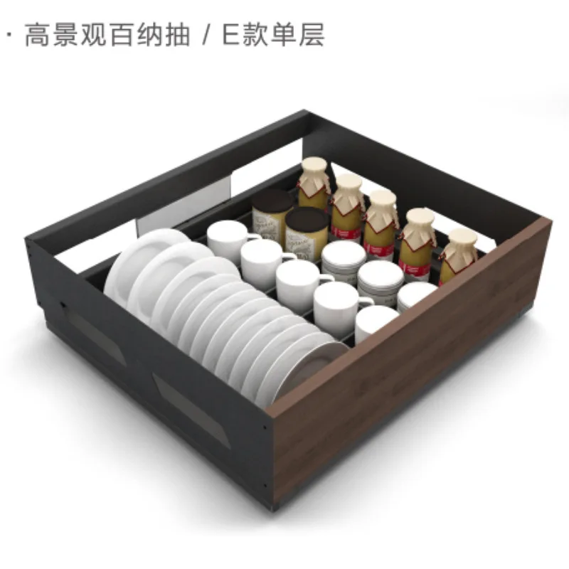 

Kitchen Cabinets Full Walnut Observation Deck Big Tools Snacks High Cabinet Pull Basket