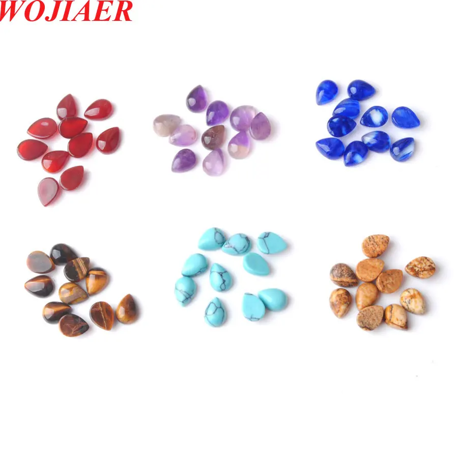 

10PCS Small Jasper Gemstone Cabochon CAB No Hole Water Drop For DIY Earrings Jewelry Making Handicraft Gift BZ909