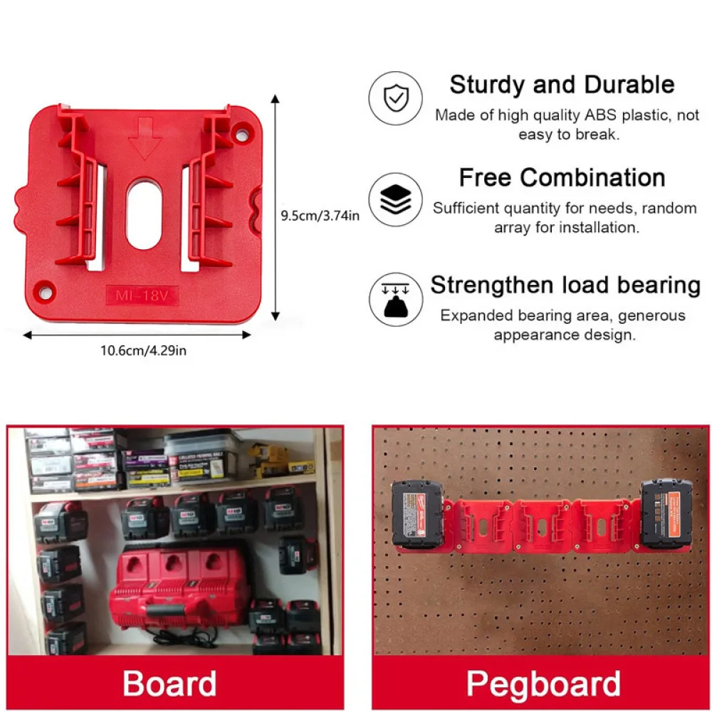 Battery Organizer Mount For Milwaukee M18 18V Power Tool Holder Wall Hanger Fixed Dock Support Shelf Rack Station Base