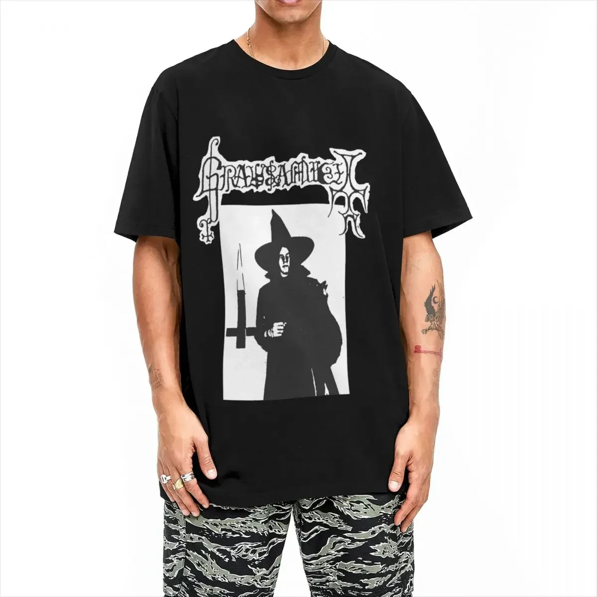 Men Grausamkeit Music T-Shirts Heavy  Gothic Cotton Top Tees Y2K Short Sleeve T Shirt O-Neck Leisure Tshirt Plus Size