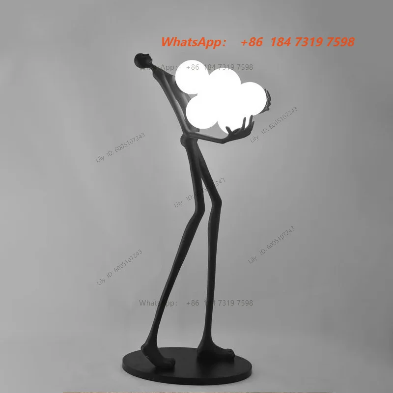 Modern Sculpture Floor Lamp with LED Human Body Design Iron Glass Material for Office Livingroom Hotel Showroom