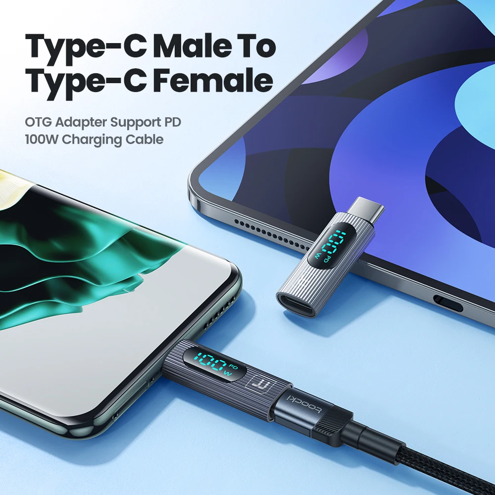 Toocki LED Digital Display Type C to C OTG Adapter 1/2/5 Pack USB2.0 PD 100W USB C to Type C Connector for iPhone 15 MacBook Pro