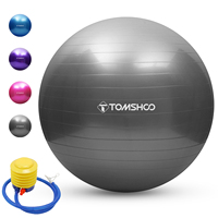 TOMSHOO Anti-burst Yoga Ball 45cm/55cm/65cm/75cm Stability Balance Ball Pilates Barre Physical Fitness Exercise Ball with Air Pu