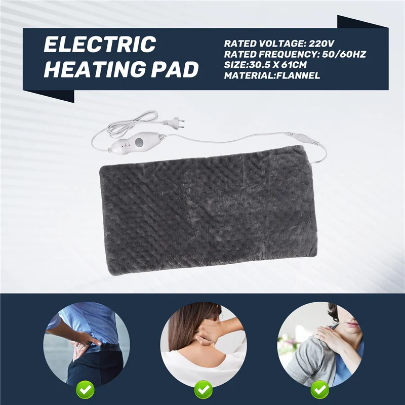 A94E-وسادة تسخين كهربائية كبيرة جدًا لتخفيف آلام الظهر والتشنجات 12 × 24 بوصة - حرارة ناعمة للعلاج الرطب والجاف