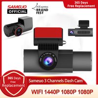 Sameuo 3 Channel Dash Cam Car Dvr Camera Front Inside Rear View Three Way U3000 Vehicle Wifi Night Vision Avto Dashcam Black Box