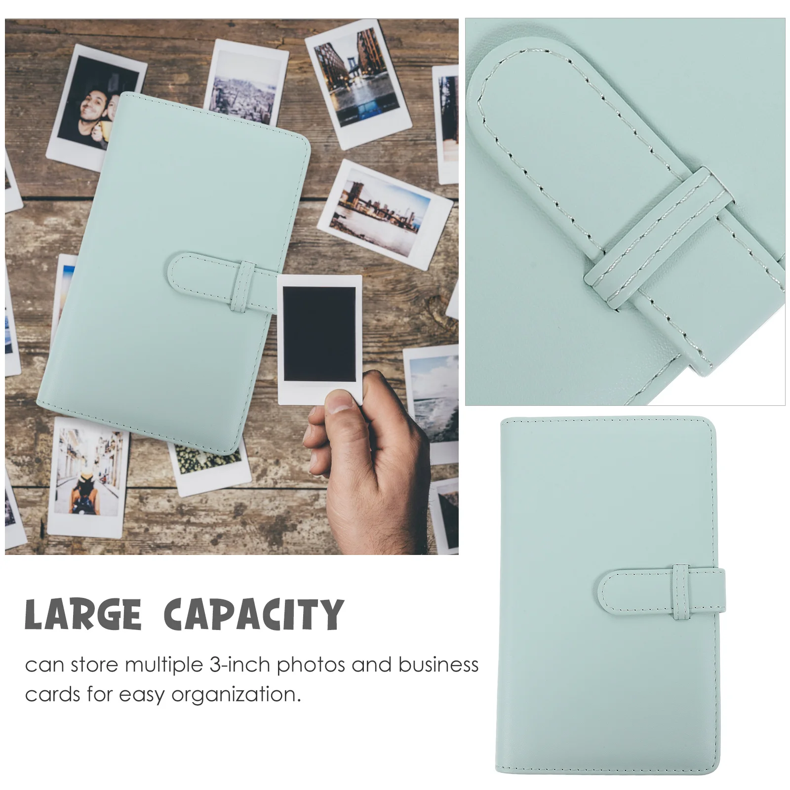 

3pcs Photo 3 Inch Large Capacity Mini Picture Album For Collection Portable Pu Diy Handmade Photo Storage Book Album For Home