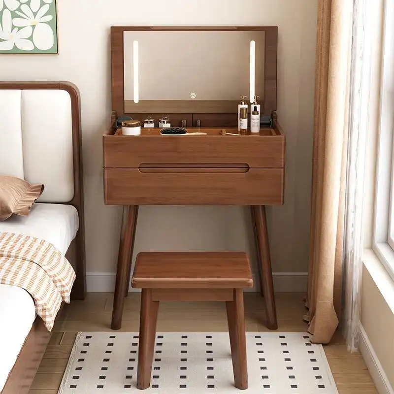 

Wooden Dresser Makeup Cabinet Bedroom Mirrors Storage Vanity Desk Dresser Drawer Nordic Penteadeira Quarto Bedroom Set