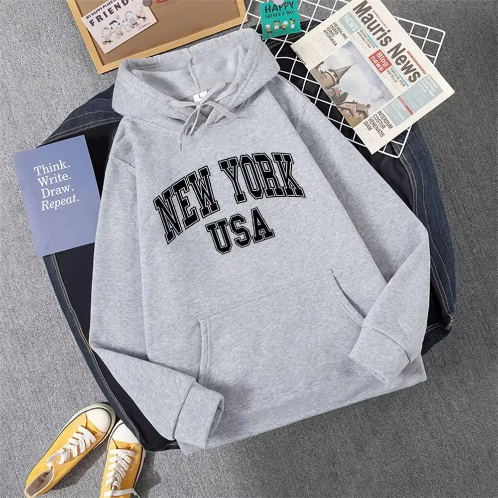 Brooklyn Letter พิมพ์ Hoodie แฟชั่นผู้หญิงเสื้อกันหนาวแขนยาว Hoodies สุภาพสตรี Streetwear ฤดูหนาว Harajuku Tops เสื้อผ้า