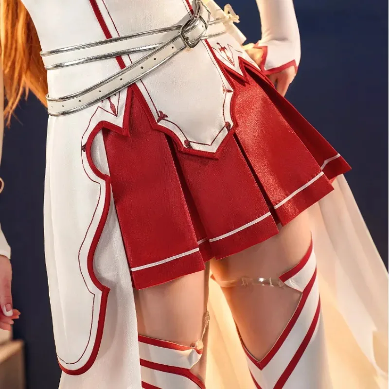 أنيمي السيف الفن على الانترنت يوكي Asuna تأثيري حلي معركة موحدة قفازات حزام مجموعة كاملة كرنفال أداء الحفلات فستان الدعاوى