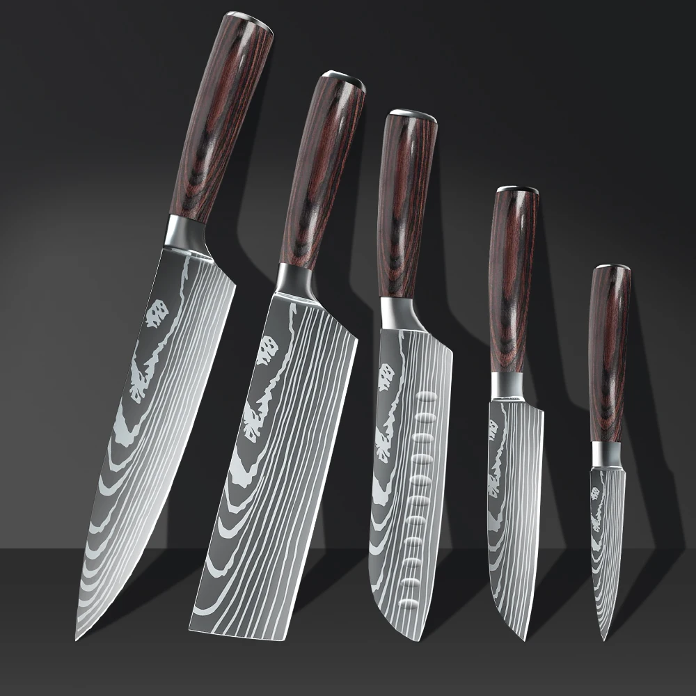 

5pcs Kitchen Knives Set Slicing Household Chef Knife Cleaver Fruit Slicing Meat Fish Vegetable Fruit Stainless Steel Knives