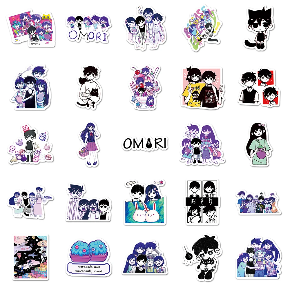 10/30/50pcs gioco Omori Cartoon Stickers Cute Anime Graffiti Sticker custodia per telefono fai da te bottiglia d'acqua bagagli decalcomania divertente per bambini giocattolo