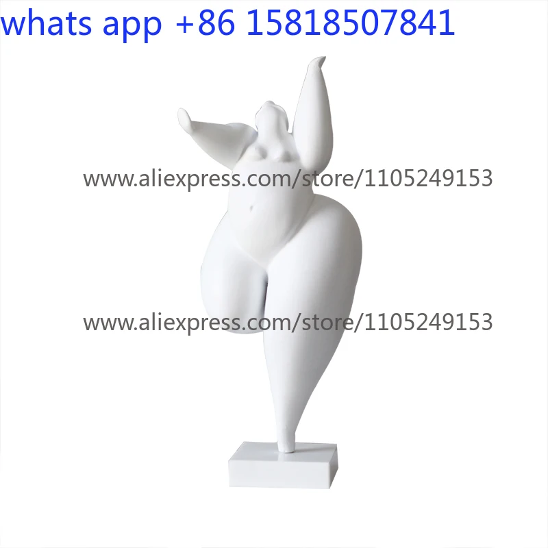 

Modern simple white fat girl dancing figure sculpture ornament body art