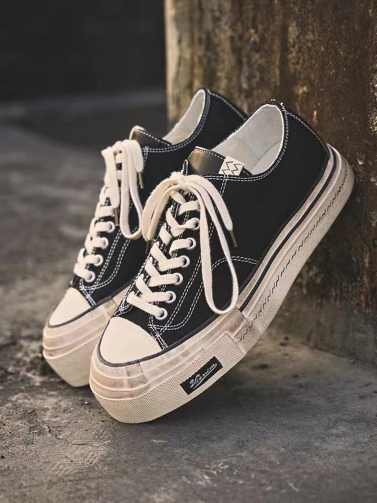 

VISVIM SKAGWAY LO CANVAS Worn-In Sulfurized Low-Top Canvas oes Thi Bot Height-Increasing Cork Material Youth Footwear