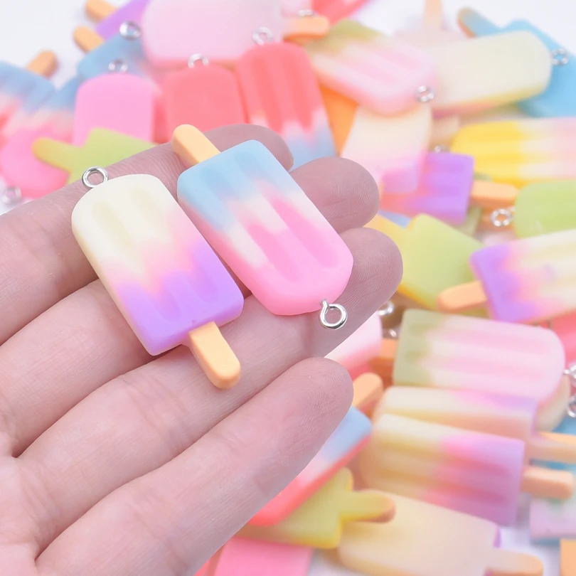 10/30/50/100pcs/Lot Cute Summer Ice Cream Popsicle Ice Icicle Charms Pendant For Jewelry Making Handmade DIY Earrings Necklace