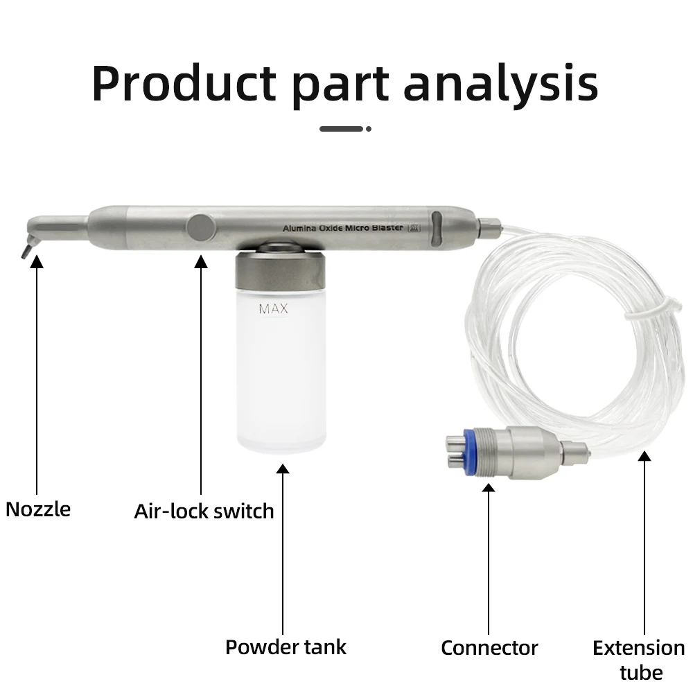 WellCK Dental Aluminum Oxide Sandblasting Gun Micro Blaster Polisher 2/4 Holes Interface Microetcher Sandblaster Teeth Whitening