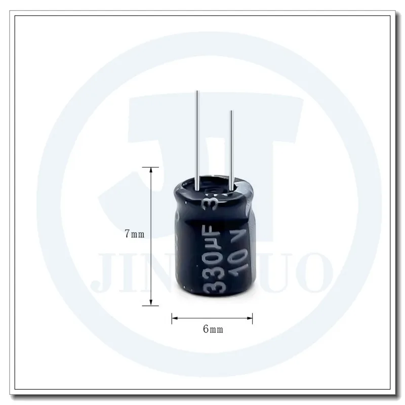 100pc 330UF10V 10V330UF 330MFD 10Volts 6x7mm Radial Aluminum Electrolytic Capacitors