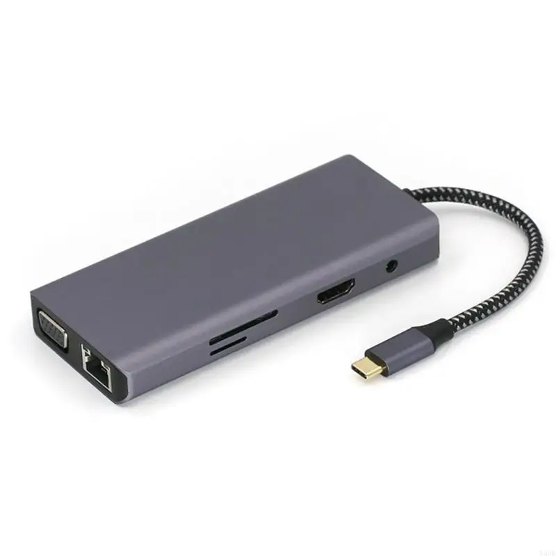 

Y5JB Professional USB C Dock 10 Port Expansion Aluminum HDTV Gigabit Ethernet USB3.0
