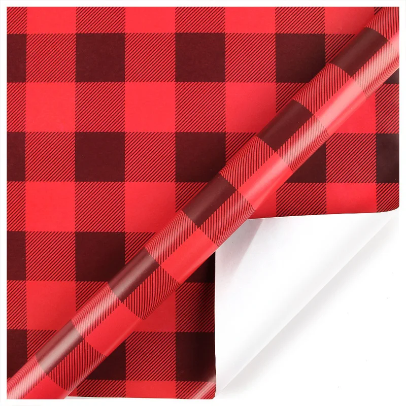 1PC 50*70cm Red Plaid Wrapping Paper Christmas Gift Packaging Paper DIY Crafts Birthday Wedding Christmas Gift Decorative Paper