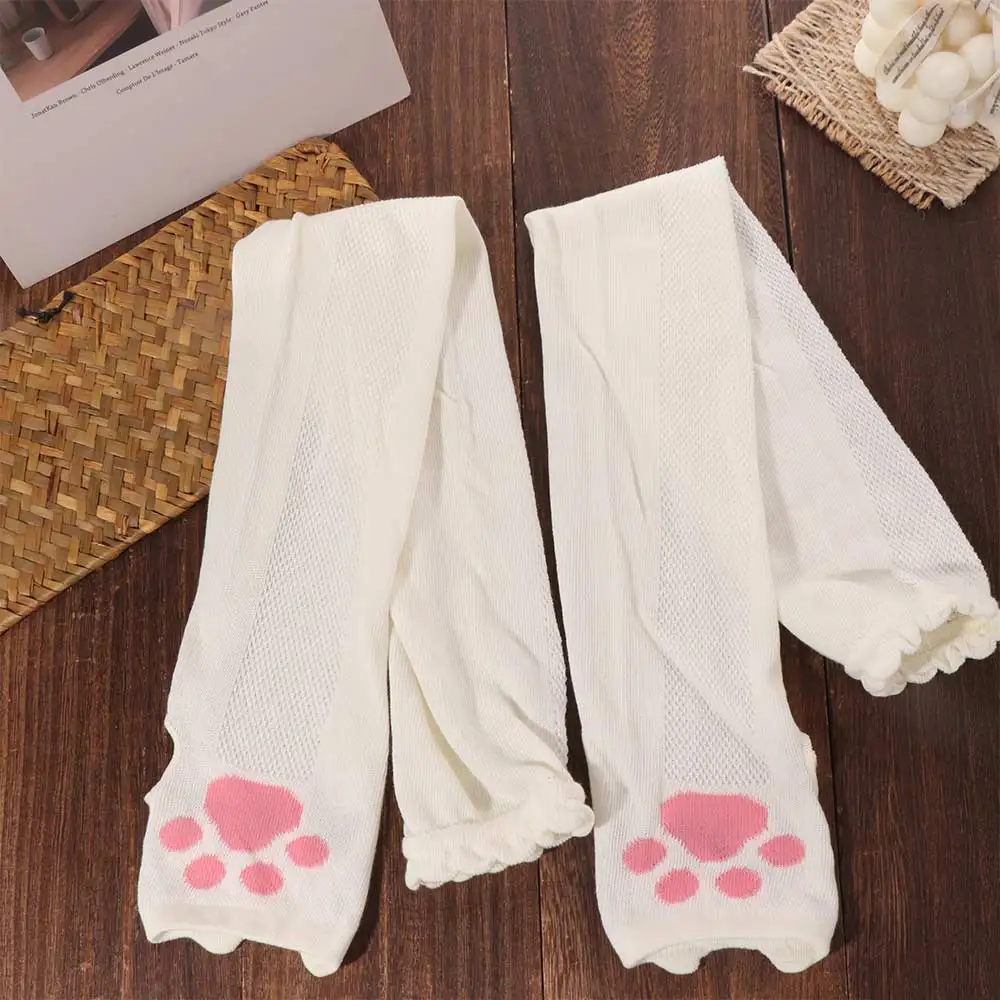 Simpatiche maniche per braccia con zampa di gattino senza dita Protezione UV Copri braccio con artiglio di gatto sottile Manicotto per gatti traspirante in cotone JK