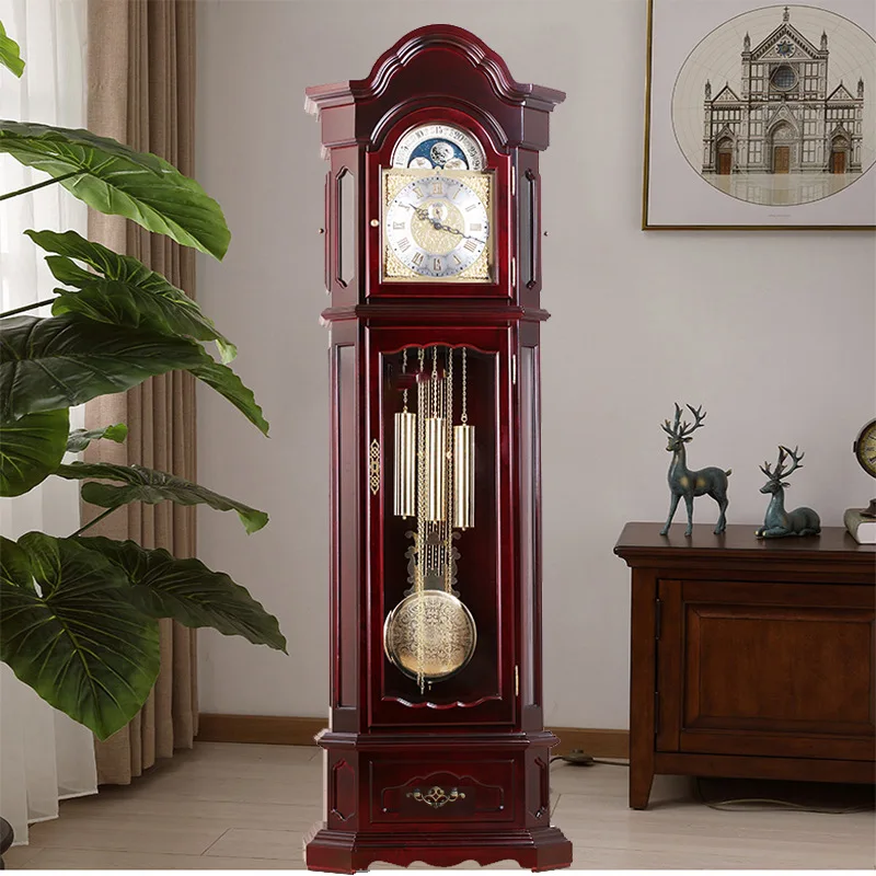 Villa solid wood machinery Chinese retro living room European floor clock