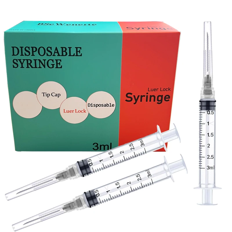 50/100pcs 3ml Luer Lock Syringes with 22G 23G 25MM Stainless Needle For Pet Farm Animal Scientific Labs Industrial Adhesive