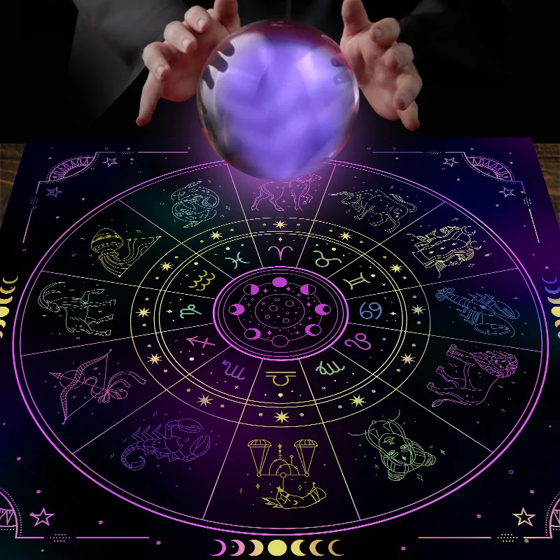 VIKAMA Mystic Astrology Tablecloth Nebula Divination Ceremony Table Dining Table Decor and Accessories Tarot Card Decor