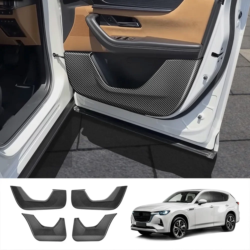 RHD LHD For Mazda CX60 cx 60 2022 2023 2024 ABS Carbon Fiber Color Inner Door Protector Cover Trim Door Anti-kick Mat styling