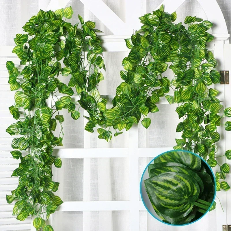 2PC 2.2M Artificial Plants Home Decor Green Silk Hanging Vines Fake Leaf Garland Leaves For Wedding Party Room Garden Decoration