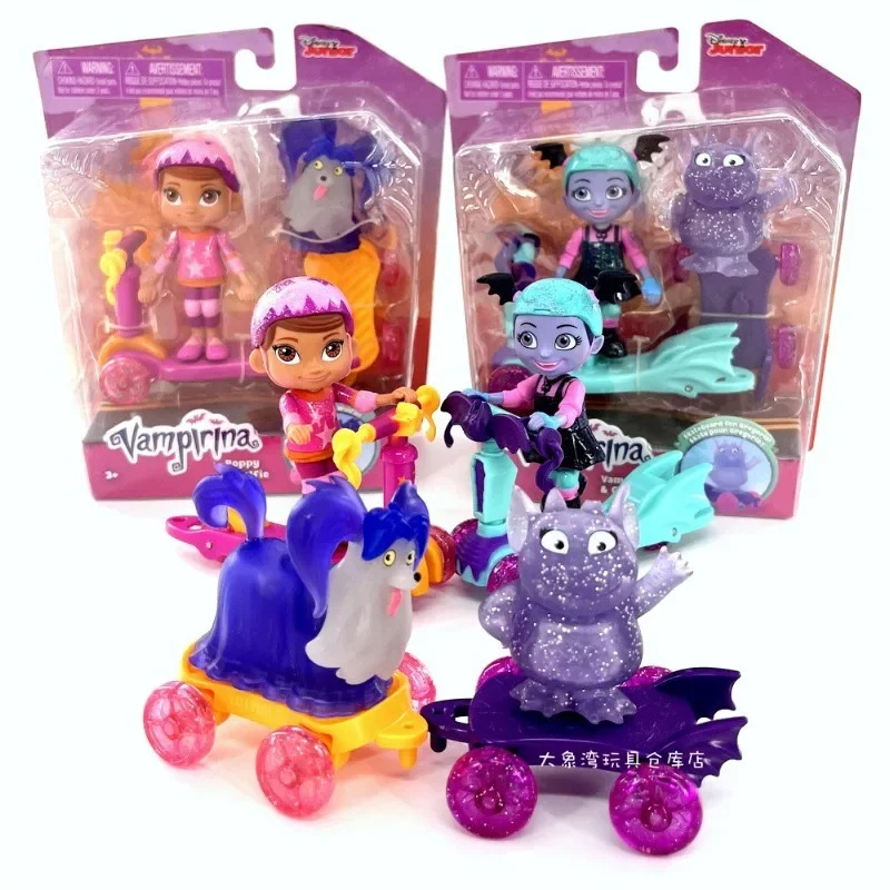 Genuine Disney Vampirina Gregoria Figure Poppy Wolfie Anna Cute Doll Scooter Model Ornaments Accessories Pretend Play Toy