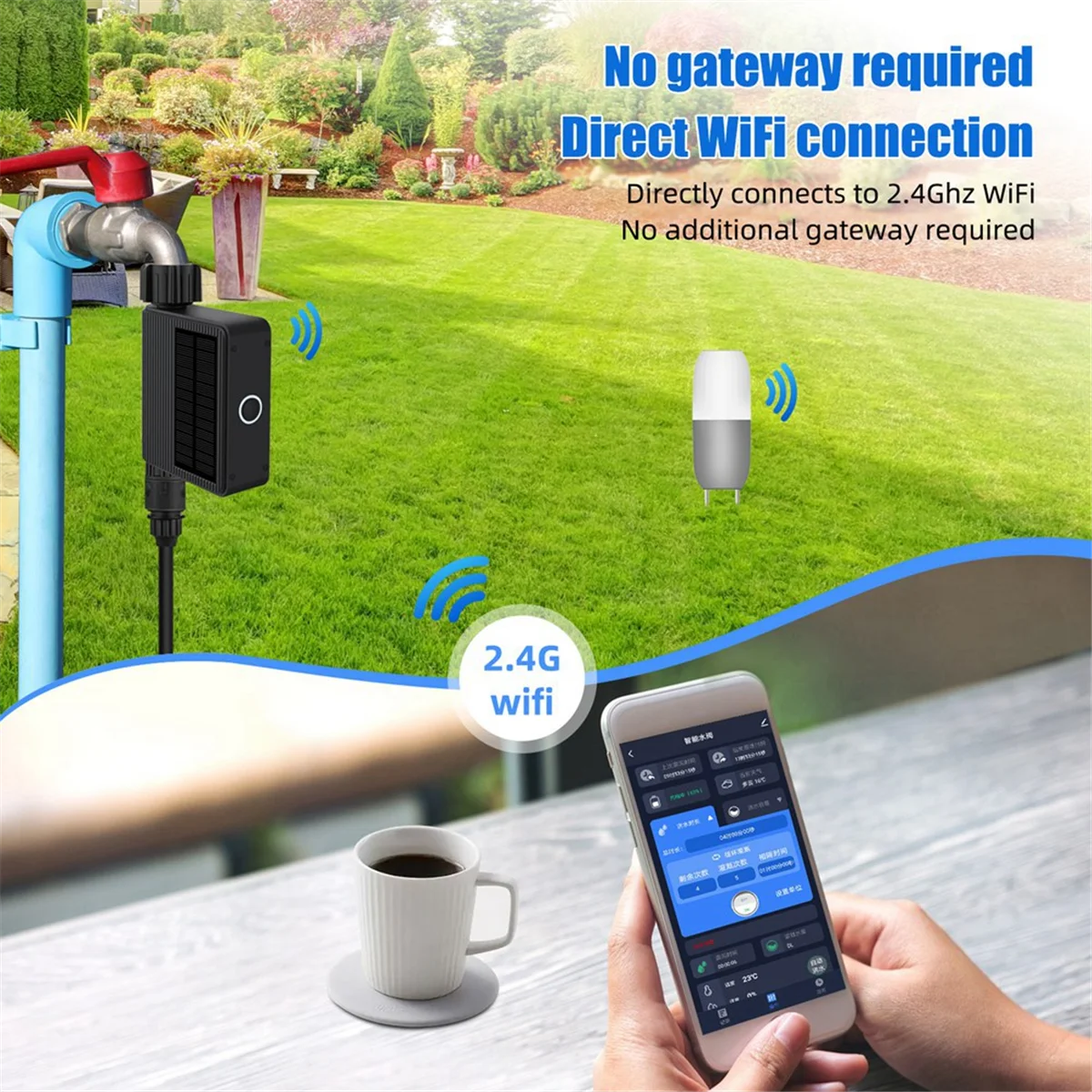 

Solar Irrigation Controller Tuya WiFi Solar Powered Water Timer Meter IP65 Waterproof