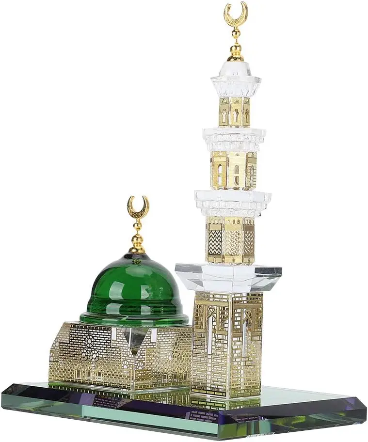 Muslim Crystal Kaba Basilica Islamic Gift Ornament, suitable for tabletop and mosque decoration 1 set