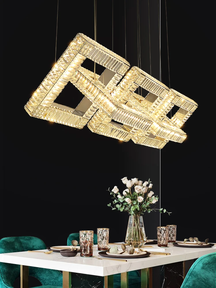 Modern LED High-end K9 Crystal Pendant Light Restaurant Lamps Villa Duplex Building Banquet Hall Hotel Bar Sales Department Lamp