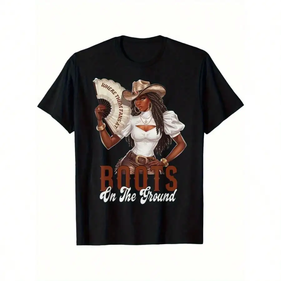 حيث المشجعين في الأحذية على دا الأرض راعية البقر Linedance تي شيرت عادية كم قصير طاقم الرقبة المحملة 100 القطن سوبر لينة