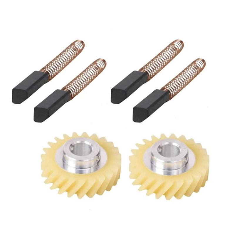 W10112253 9706416 Motor Brush W10380496 4162897 Mixer Worm Drive Gear For Kitchenaid Stand & 2 Pair Of Motor Brushes