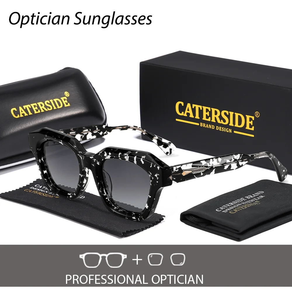 CATERSIDE nouveaux hommes lunettes de soleil optiques acétate cadre personnalisation lentille carrée lunettes de Prescription en plein air myopie lunettes UV400