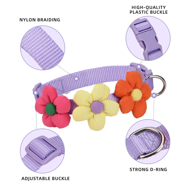 CP606 Flower pet dog collar Flower Decoration and Nylon Webbing dog collar