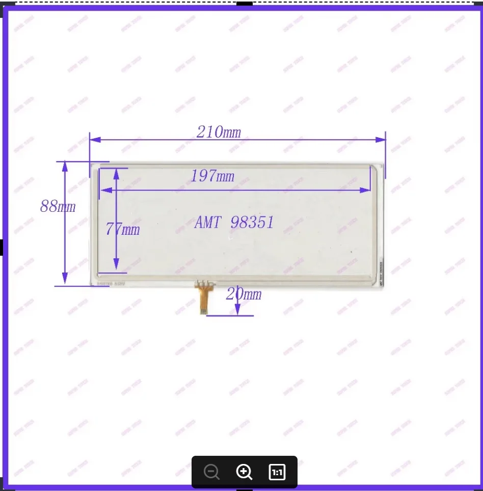 

ZhiYuSun 210mm*88mm AMT 98351 resistance touch screen sensor210*88 touch glass Industrial control special screen