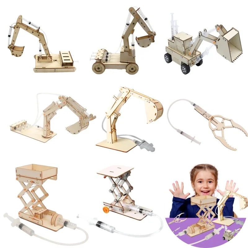 Wooden creative DIY hydraulic model toy kid puzzle toy physics science experimental teaching tool parent-child interactive toys