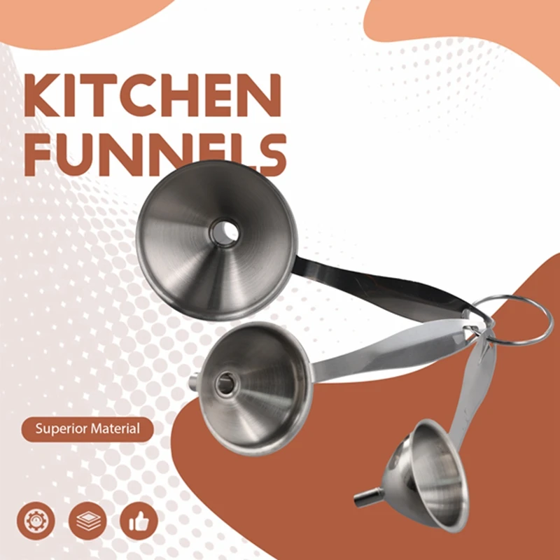 T78C-3-en-1-Funnels-para llenar botellas-Acero inoxidable-Pequeño-Cuocina-Funnel-Set-Para transferir-Esencial-Oleos-Liquidos