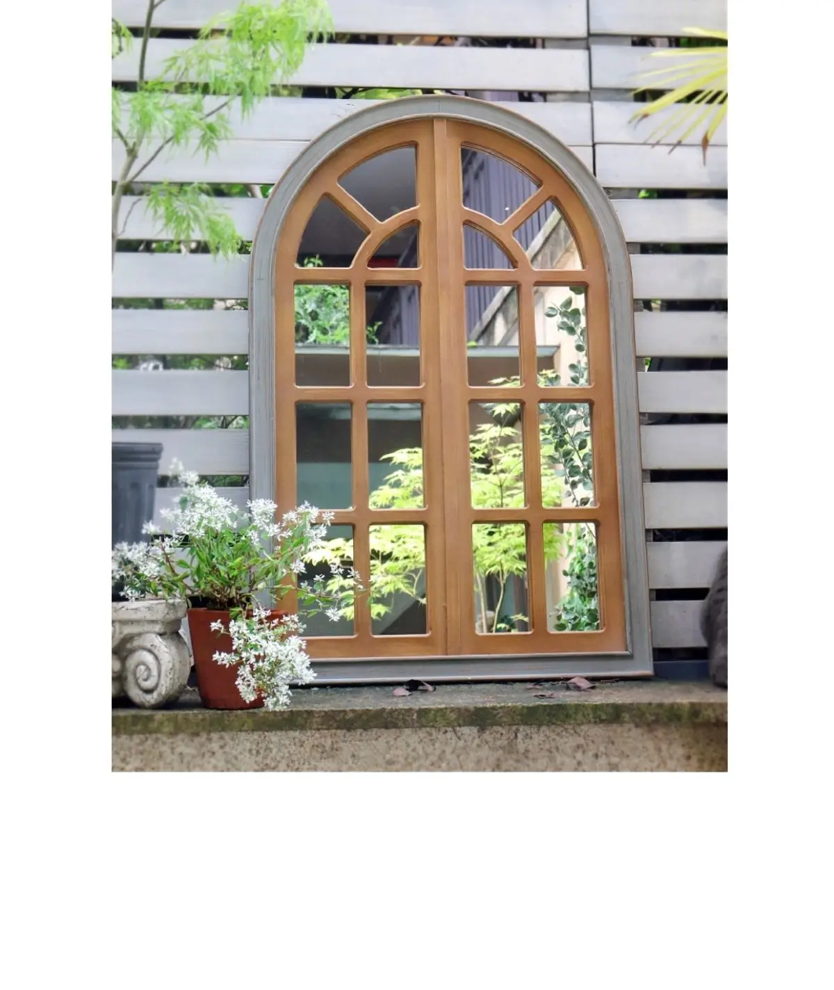 New 2025 Vintage Wall Decoration Wood Mirror False Window Wall Decoration Simulated Moroccan Window Dropshipping