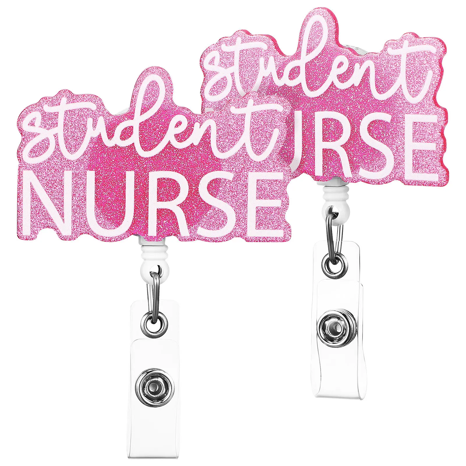 

2Pcs Unique Acrylic Retractable Nurse Badge Reel Holder for Students Medical Staff Doctors Id Badge Clips Retractable Holder