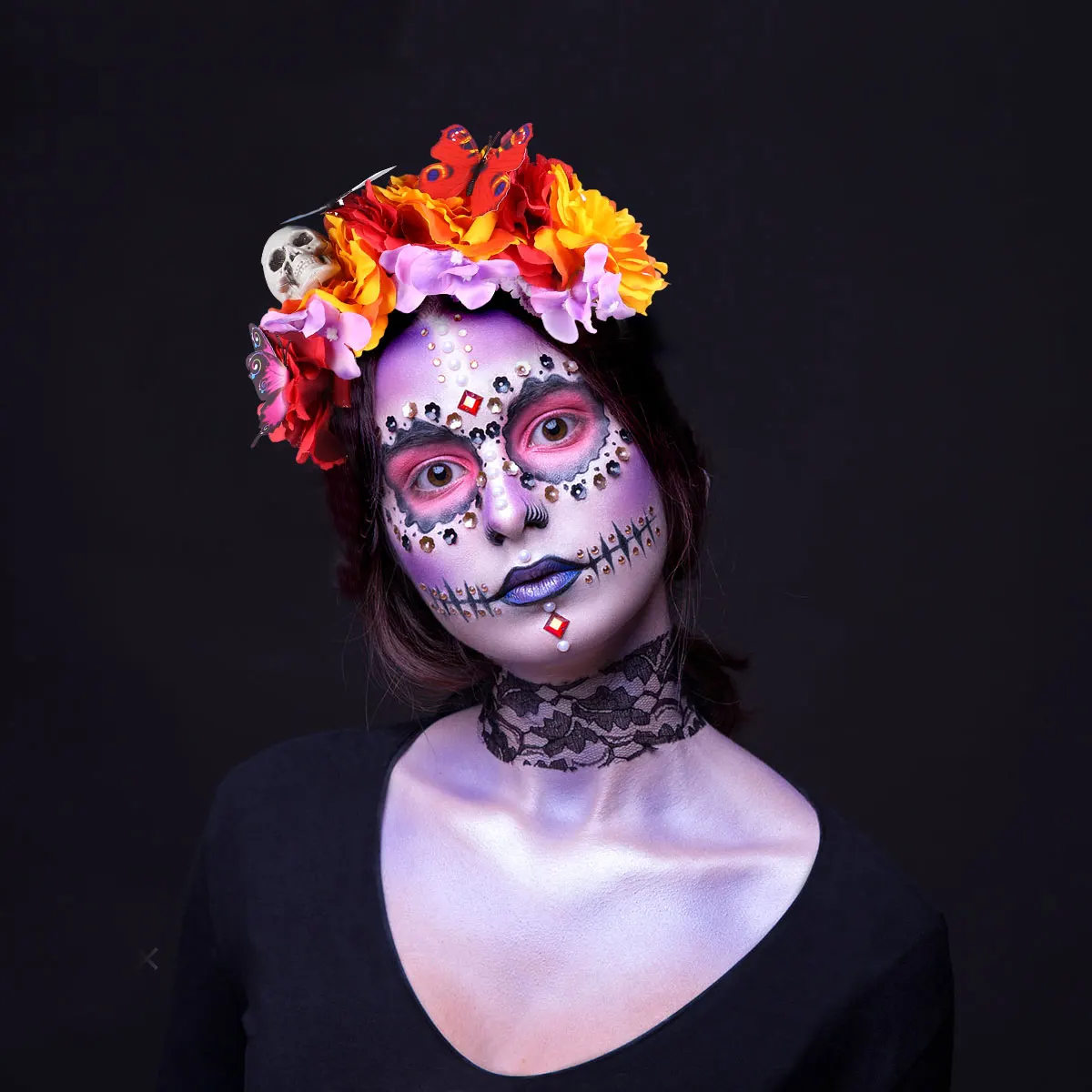 

Halloween Hair Accessories Skull Headband Cosplay Headdress Flower Seaside Resort