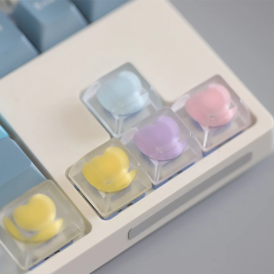 4 Stück süße Liebesherz-Harz-Tastenkappen für Cherry MX Switch mechanische Gaming-Tastatur, handgefertigt, 1,25 u Strg, hintergrundbeleuchtete Tastenkappen, Mädchen-Geschenk